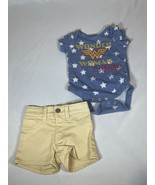 Baby girl Okie Dokie Wonder Woman bodysuit with gold shorts-size newborn - £7.52 GBP