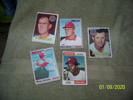 vintage lot of {6}  60&quot;s &amp;70&quot;s topps baseball trading cards {philadelphia philli - £3.87 GBP