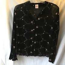 Vintage JW San Fransisco S Boho Chic Sheer Black Blouse Long Sleeves - £19.33 GBP