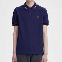 Fred Perry Men's Short Sleeve M3600 Twin Tipped Polo Shirt French Navy/Ecru/Brwn - $1,287.20 MXN