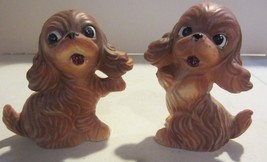 Vintage brown puppy dog salt and pepper shakers adorable - $14.20