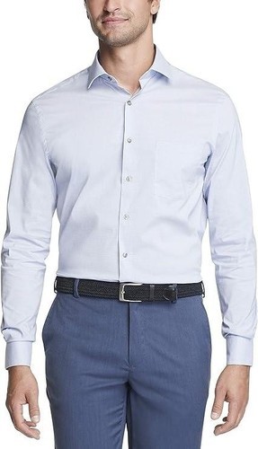 Van Heusen Dress Shirt Mens 16-16.5 32/33 Blue Stain Shield Regular Fit Stretch Item image 9