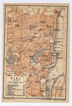 1910 Original Antique City Map Of Kiel / SCHLESWIG-HOLSTEIN / Germany - £13.65 GBP