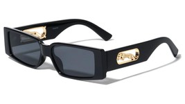 Dweebzilla Slim Sleek Metal Jaguar Cut Out Retro Rectangular Sunglasses (Glossy  - £9.32 GBP+