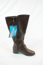 NIB Easy Street Brown Plus Wide Calf Riding Boot Stacked Heel Round Toe ... - £52.23 GBP