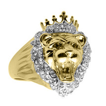 14K Placcato Oro Roaring Grande Leone Testa King Moissanite Stile Anello 0.50CT - £154.21 GBP