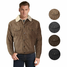 Men&#39;s Premium Classic Button Up Fur Lined Corduroy Sherpa Trucker Jacket - $51.93+