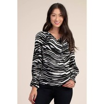 NWT Womens Size XS Trina Turk Black White Pure Silk Zebra Animal Print B... - £70.89 GBP