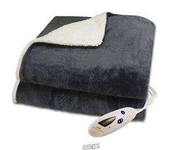 Velour and Sherpa Electric Throw Blanket Biddeford Heather Grey - £44.77 GBP