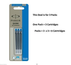 3x Parker Quink Blue Ink Cartridges for Parker Fountain Pens 1 pack=3 Cartridges - £9.39 GBP