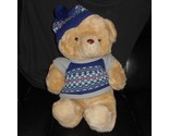 VINTAGE 1986 CUDDLE WIT BABY TEDDY BEAR BLUE SWEATER STUFFED ANIMAL PLUS... - $37.05