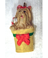  Lhasa Apso Dog in Yellow Christmas Basket Christmas Ornament Resin  - £7.89 GBP