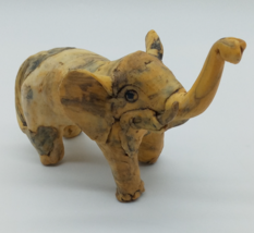 Vtg Handcrafted Elephant Figurine Crushed Oyster Shell Trunk Up Good Luck MCM - £23.80 GBP