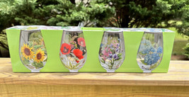Portmeirion Botanic Garden 19 oz Stemless Wine Glasses, Set of 4 New Floral - £34.00 GBP