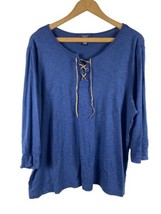 Chaps Ralph Lauren Shirt Size 2X Denim Blue Lace Up Front Western Wear K... - £29.42 GBP