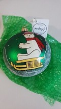 Hand Made Poland Christmas  Teddy Sleigh 15&quot;dia. Ball. By Andrzej Glass Ornament - £14.20 GBP