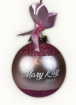 Mary Kay Glass 4&quot; Christmas Ornament 2021 Pink Glittered Ball - Hanging Ornament - £19.91 GBP