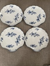 Set of 4 Vintage Blue Dresden Shell Snack Plates Sphinx Import 1957 - $23.22