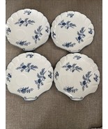 Set of 4 Vintage Blue Dresden Shell Snack Plates Sphinx Import 1957 - £18.26 GBP