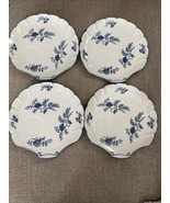 Set of 4 Vintage Blue Dresden Shell Snack Plates Sphinx Import 1957 - $384.04 MXN