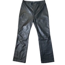 Steve Madden Black 100% Leather Pants Lined Boot Cut Pocket Women&#39;s Size 12 - £35.05 GBP