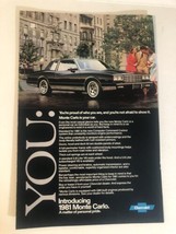 1981 Chevrolet Monte Carlo Vintage Print Ad Advertisement pa10 - £6.31 GBP