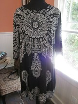 Ella Samani Black and White Dress 3/4 Sleeve with Rhinestones #D67 Size XL Pre-O - £19.92 GBP