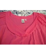 PRETTY Womens L Marc Bouwer PINK DRAPE NECK TOP Blouse Banded Bottom VAL... - £13.42 GBP