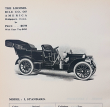 1908 Locomobile Model I Standard Catalog Advertisement Automobilia F17M1 - $568.44 MXN