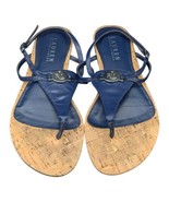 Lauren Ralph Lauren Navy Leather Strappy Thong Sandals 7B - £44.68 GBP