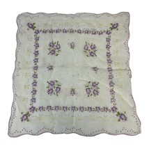 Vintage Victorian Purple Lilac Floral Flowers White Purple Hankie Handkerchief - £9.57 GBP