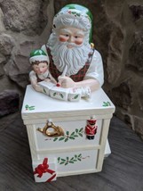 Lenox Large Santa WorkBench Cookie Jar Christmas Santa&#39;s Holiday Toy Shop - £28.05 GBP