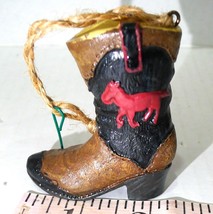 Cowboy Boot Brown with a red horse Christmas Hanging Ornament 2015 - $16.78