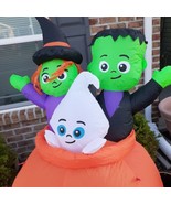 5 Foot Halloween Inflatable Pumpkin Ghost Witch and Frankie Lighted Boxed - $54.19