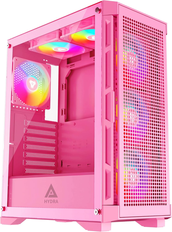 Hydra-Pk Hydra Mid Tower Gaming PC Case W/ 6X 120Mm ARGB Fans, 366 RGB L... - $149.48