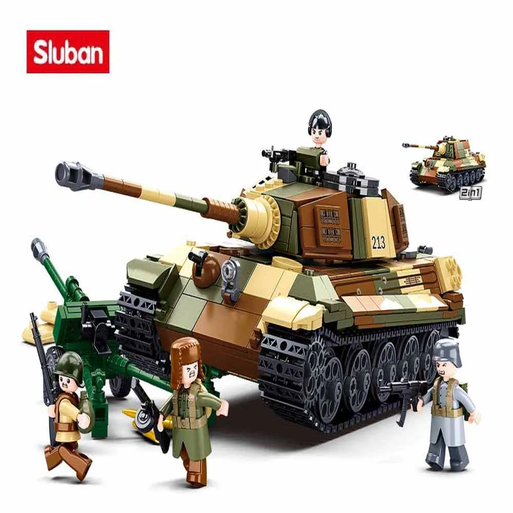 Sluban Building Block Toys World War 2 B0980 The King Tiger Heavy Tank 930PCS - £59.80 GBP+
