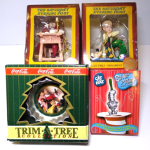 4 Vintage Christmas Ornaments The Saturday Evening Post Cat In The Hat Coca-Cola - £19.00 GBP
