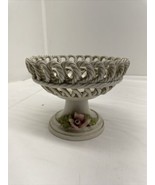 Vintage N Capodimonte Small Woven Porcelain Floral Basket Classic Style ... - $33.62