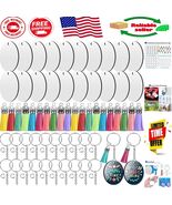Complete DIY Keychain Craft Kit: 80 Round Sublimation Blanks &amp; Decor Acc... - $26.56 CAD