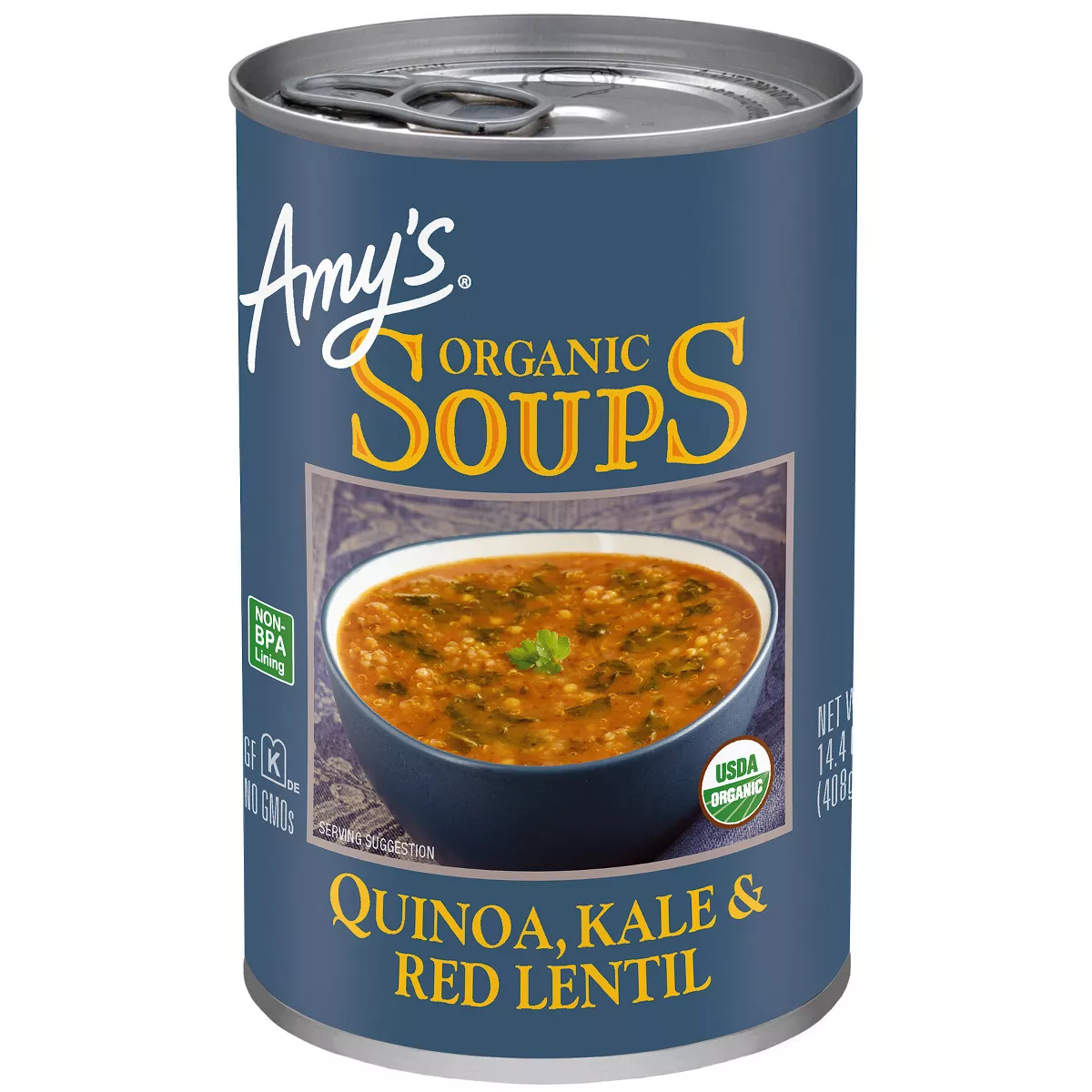 Amy&#39;s Organic Gluten Free Quinoa, Kale &amp; Red Lentil Soup - 14.4oz Case Of 8 - £26.67 GBP