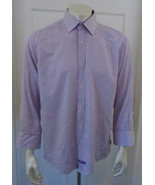 English Laundry Mens Long Sleeve Button Up Flip Cuffs Purple Stripe Shir... - €6,87 EUR