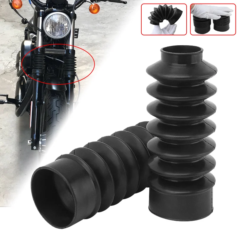 39mm Motorcycle Rubber Front Long Fork Boots Gators Covers Protection For Harley - £13.62 GBP