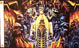 DELUXE MOTORCYCLE JAWS OF DEATH CAVERN 3 X 5 FLAG FL381 bikers SKELETON ... - $17.68