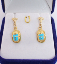 Egyptian Scarab Earring Lucky beetle Earring Gold 18K Pharaonic Scarab 3 Gr - $380.15