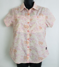 Patagonia Women&#39;s Blouse Short Sleeve Floral Peach Multi-Color Size 6 - £34.75 GBP