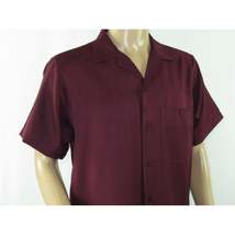Men 2pc Walking Leisure Suit Short Sleeves By DREAMS 256-06 Solid Burgundy image 5