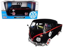 Volkswagen Type 2 (T1) Double Cab Pickup #8 Matt Black 1/24 Diecast Car Model b - £35.63 GBP