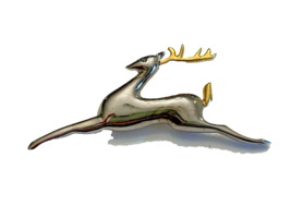 Brooch Silver Gold Tone Jumping Reindeer Marked LC Liz Claiborne Jewelry Holiday - £16.80 GBP