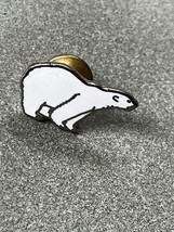 Mafco Marked Small White Enamel &amp; Silvertone Polar Bear Lapel or Hat Pin or Tie - £7.58 GBP