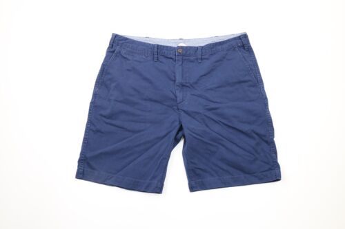 Vintage Ralph Lauren Mens 40 Relaxed Fit Faded Flat Front Golf Chino Shorts Blue - £32.44 GBP